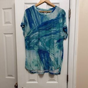Chico's Blue and Green Short Sleeve Tee